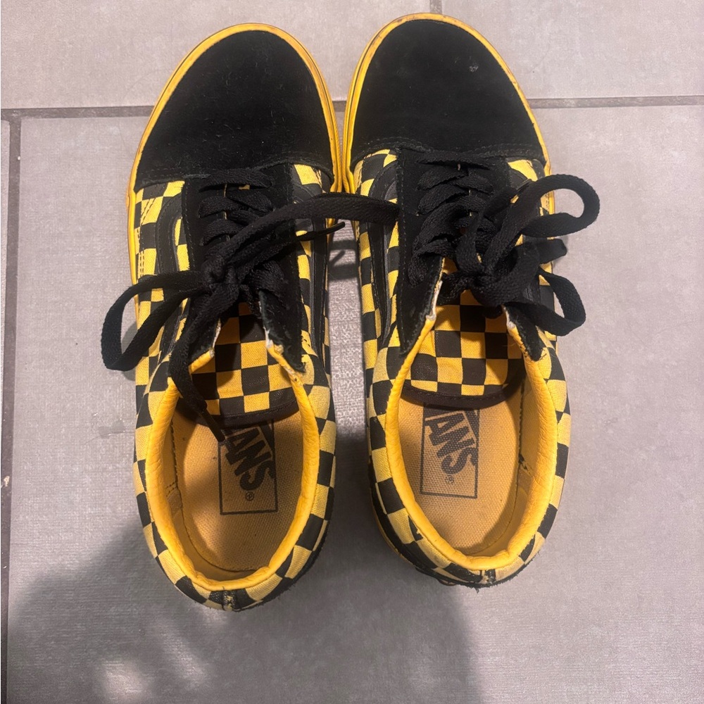 Vans Black and Yellow Checkered Sneakers